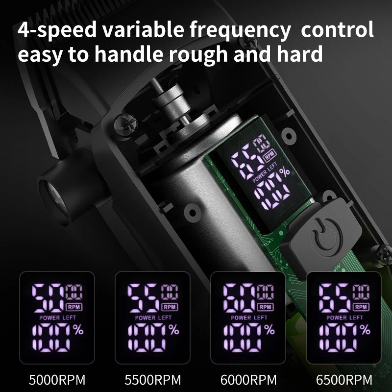 Three Piece Set Electric Hair Clipper  Metal Body Oil Head Electric Trimmer Pushing Cutting Carving and Shaving Set