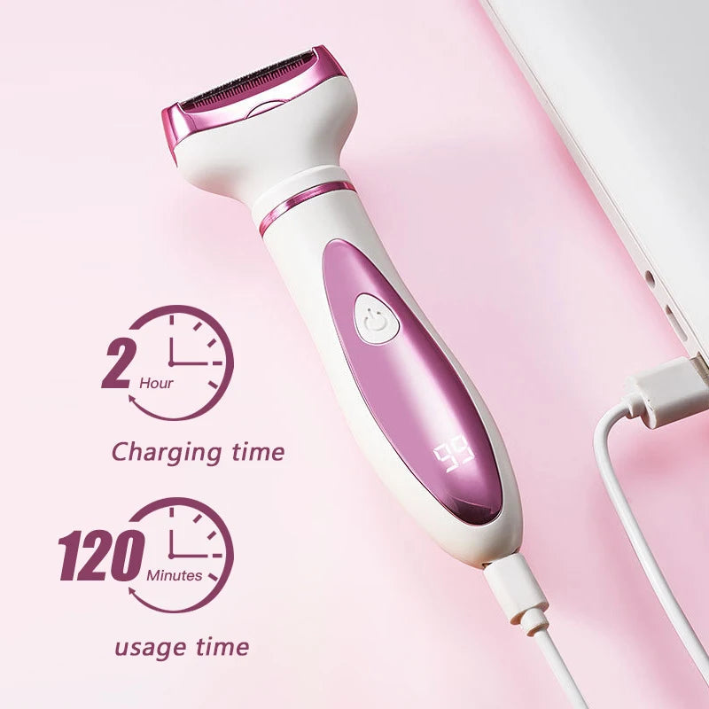 4 in1 Electric Lady Shaver Razors for Shaving Set Painless Hair Face Eyebrow Legs Underarm Portable Bikini Trimmer Wet Dry Women