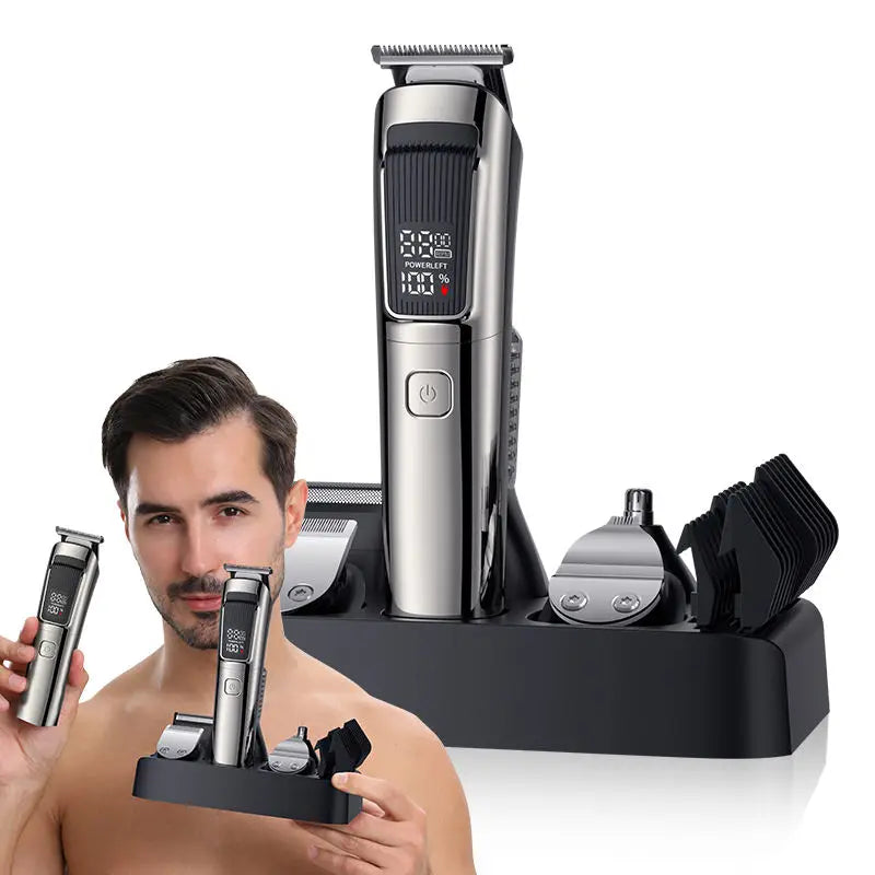 Mens IPX6 Waterproof Body Electric Shaver Beard Trimmer Nose Hair Shaver 6 in 1 Grooming Kit Clipper Bald Machine