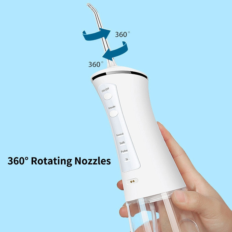 Oral Irrigator Rechargeable USB Water Flosser Portable Dental Water Jet Floss Pick Waterproof 300ML Teeth Cleaner 4 Nozzles