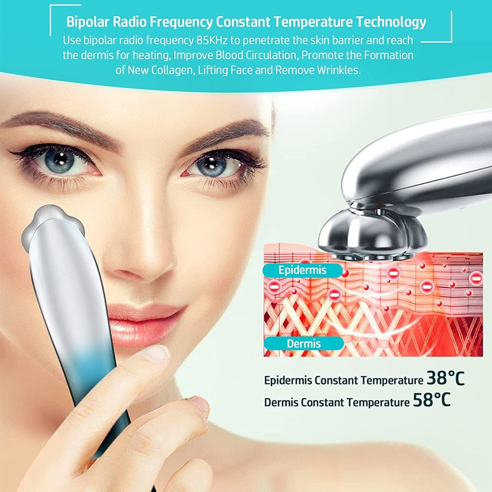 Microcurrent Facial Device RF Radio Frequency Eye Skin Tighten & Anti Aging Machine Reduces Wrinkles Face Lifting Eyes Massager