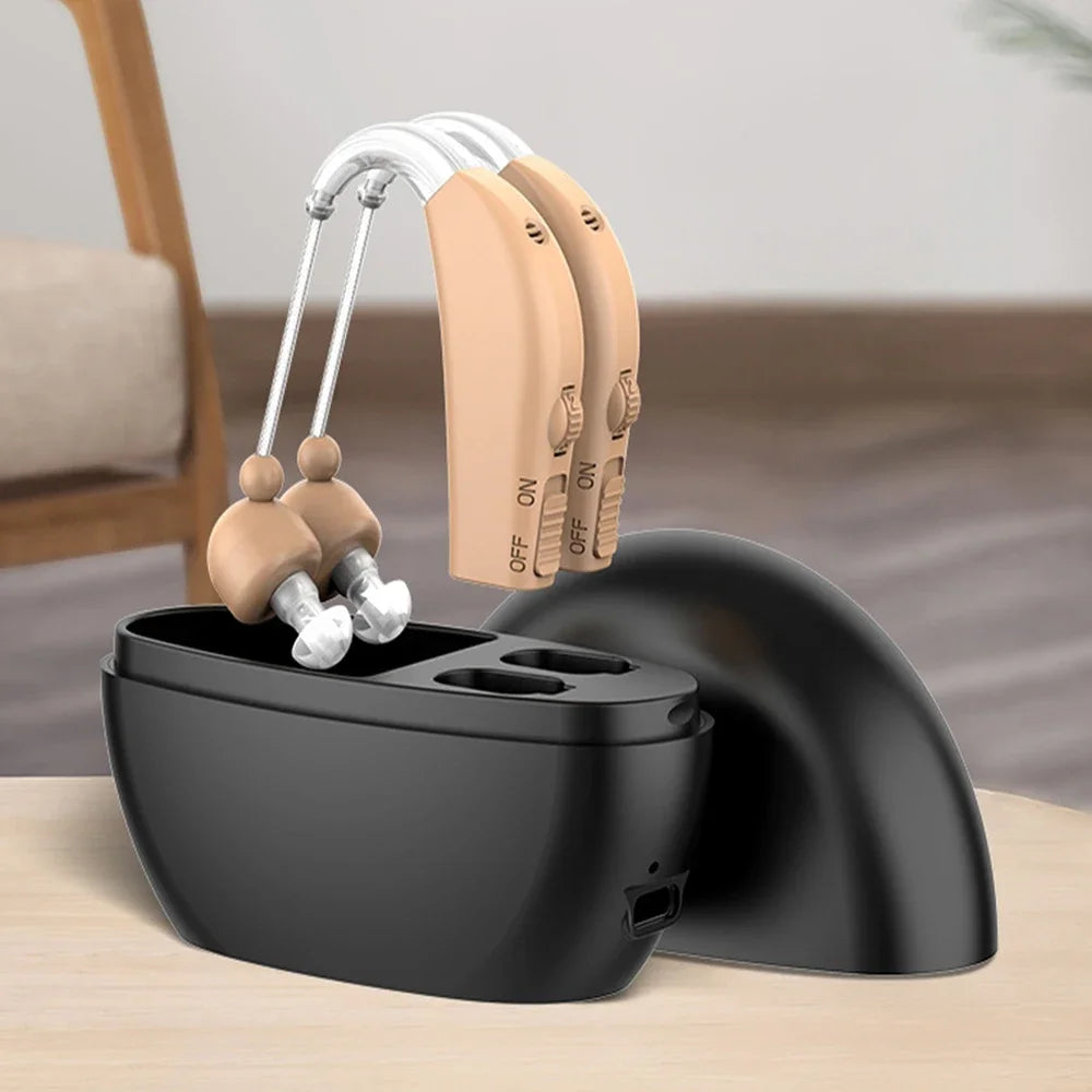 Portable Rechargeable Hearing Aid Sound Amplifier Charging Elderly Ear Hearing Aid for the Deaf Hearing Impaired