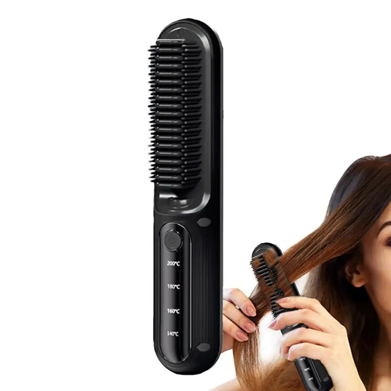 Brush Straightener For Women Negative Ion Hairbrush Straightener Hair Straightening Comb With 4 Temps Fast Heating USB