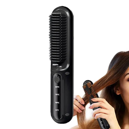 Brush Straightener For Women Negative Ion Hairbrush Straightener Hair Straightening Comb With 4 Temps Fast Heating USB
