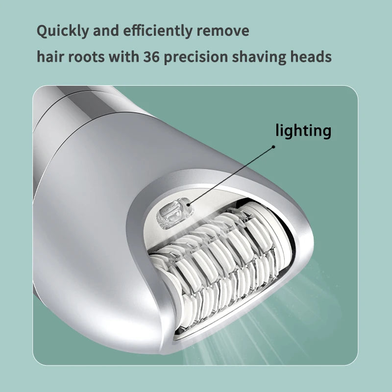 Razor for Women 7 in 1 Painless Wet & Dry Women Shaver for Arm Underarm Bikini Legs Replaceable Heads USB Charging