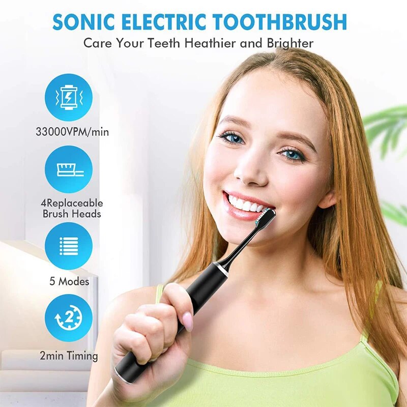 Ultrasonic Toothbrush Rechargeable Electric Toothbrush 2 Minutes Timer 5 Modes Cleaning Maglev Dental Brushes Bathroom Items