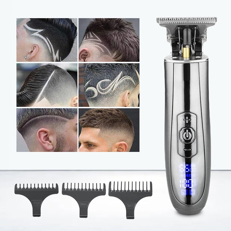 Portable Electric Hair Clipper For Men USB Rechargeable Trimmer LCD Display Barber Ceramic Blade Cutter Razor Shaver Machine