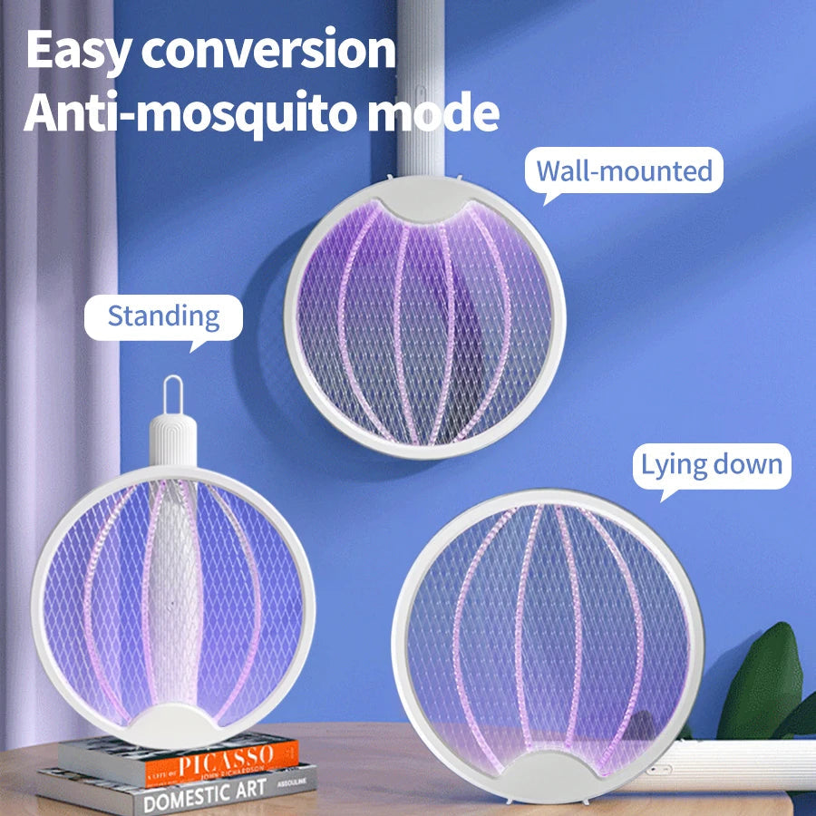 Foldable Electric Mosquito Killer Swatter USB Rechargeable Electric Household Mosquito Killer Anti Mosquito Trap With UV Light