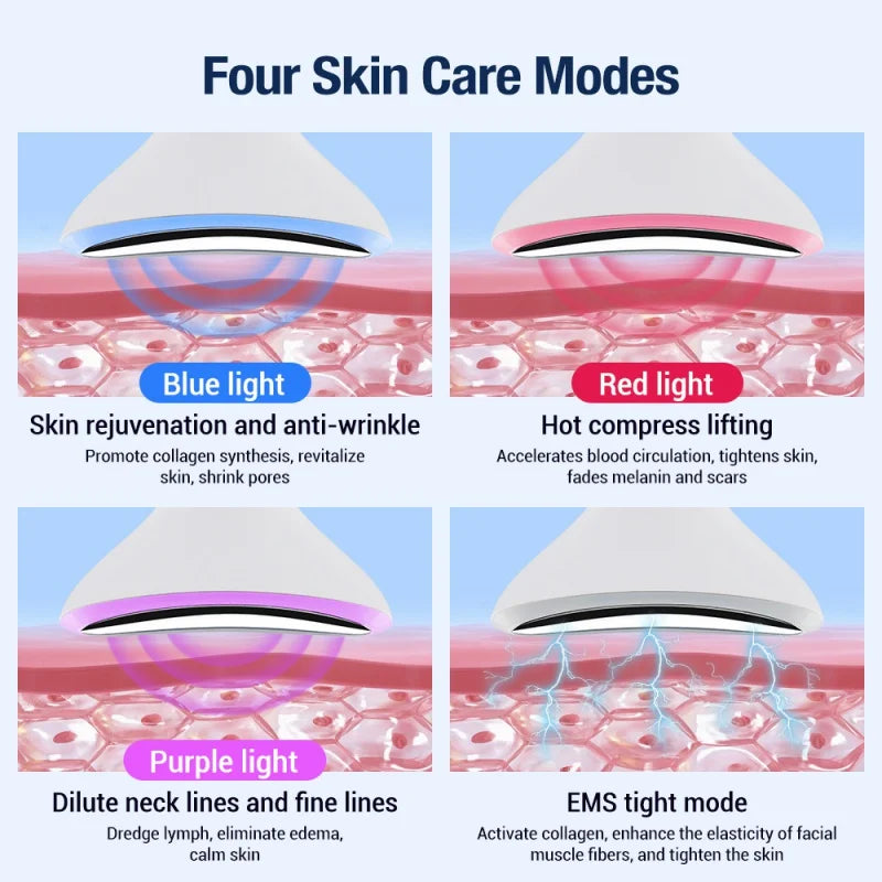 Electric Neck Beauty Instrument EMS Color Light Remove Neck Lines Vibration Neck Massager Lifting & Tightening Beauty Instrument