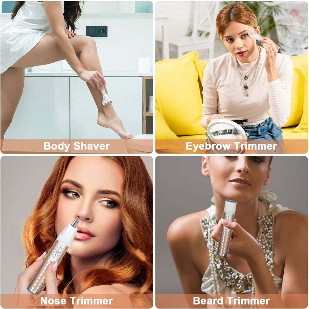 Portable Electric Razor for Women Body Nose Hair Trimmer Face Shavers Eyebrow Legs Armpit Bikini Hair Remover Women Epilator