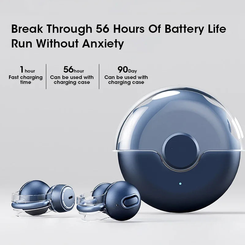 Wireless Bluetooth5.3 Earphones Earclip TWS Bone Conduction Headphones 360°ACS Sound Sport Earbuds Headset With Mic