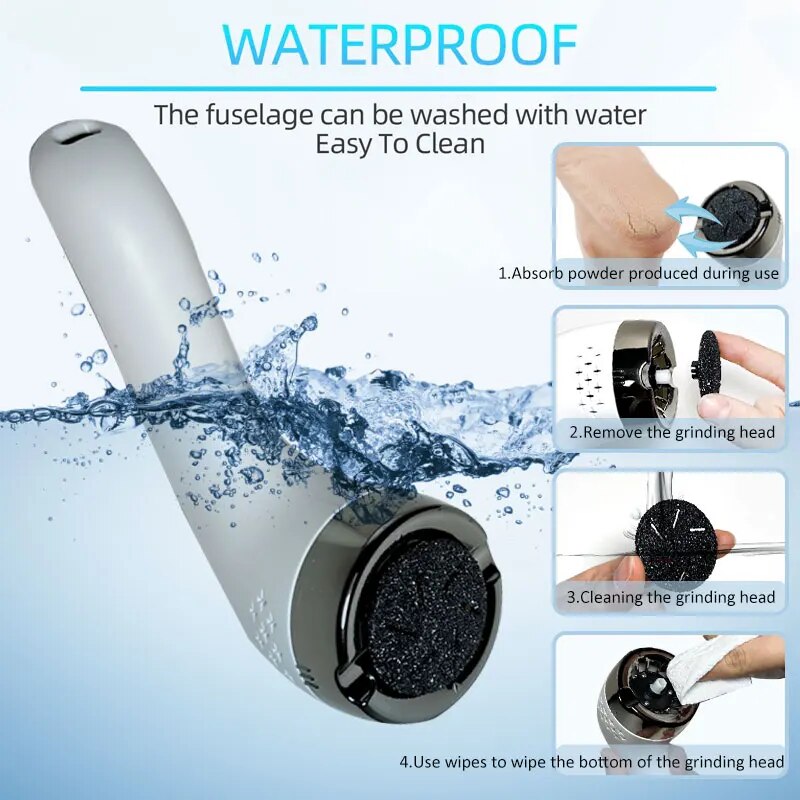 Electric Callus Remover for Feet Rechargeable Waterproof Foot Scrubber with Vacuum Electronic Foot File Pedicure Set with Head