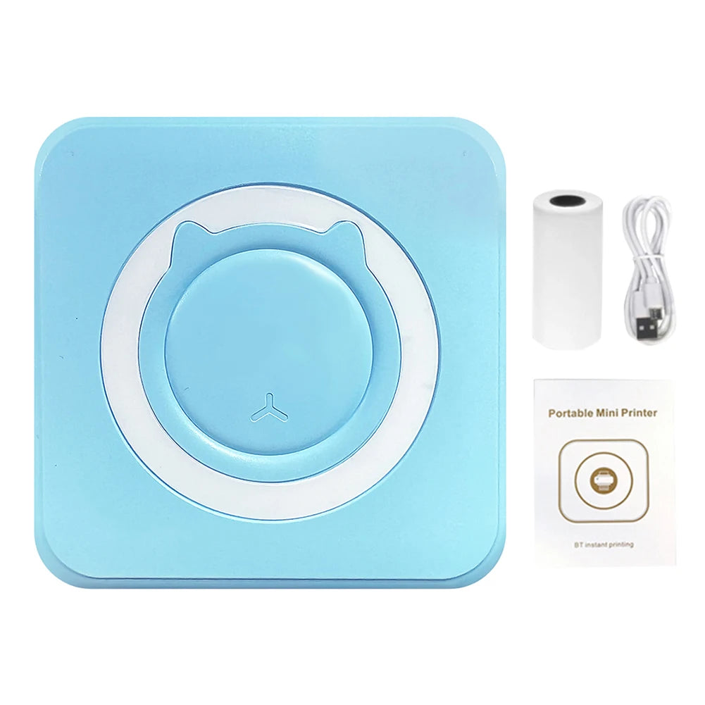 Mini Printer Portable Thermal Stickers Paper Inkless Bluetooth Wireless Thermal Printer Note 200DPI Photo Printing for Office