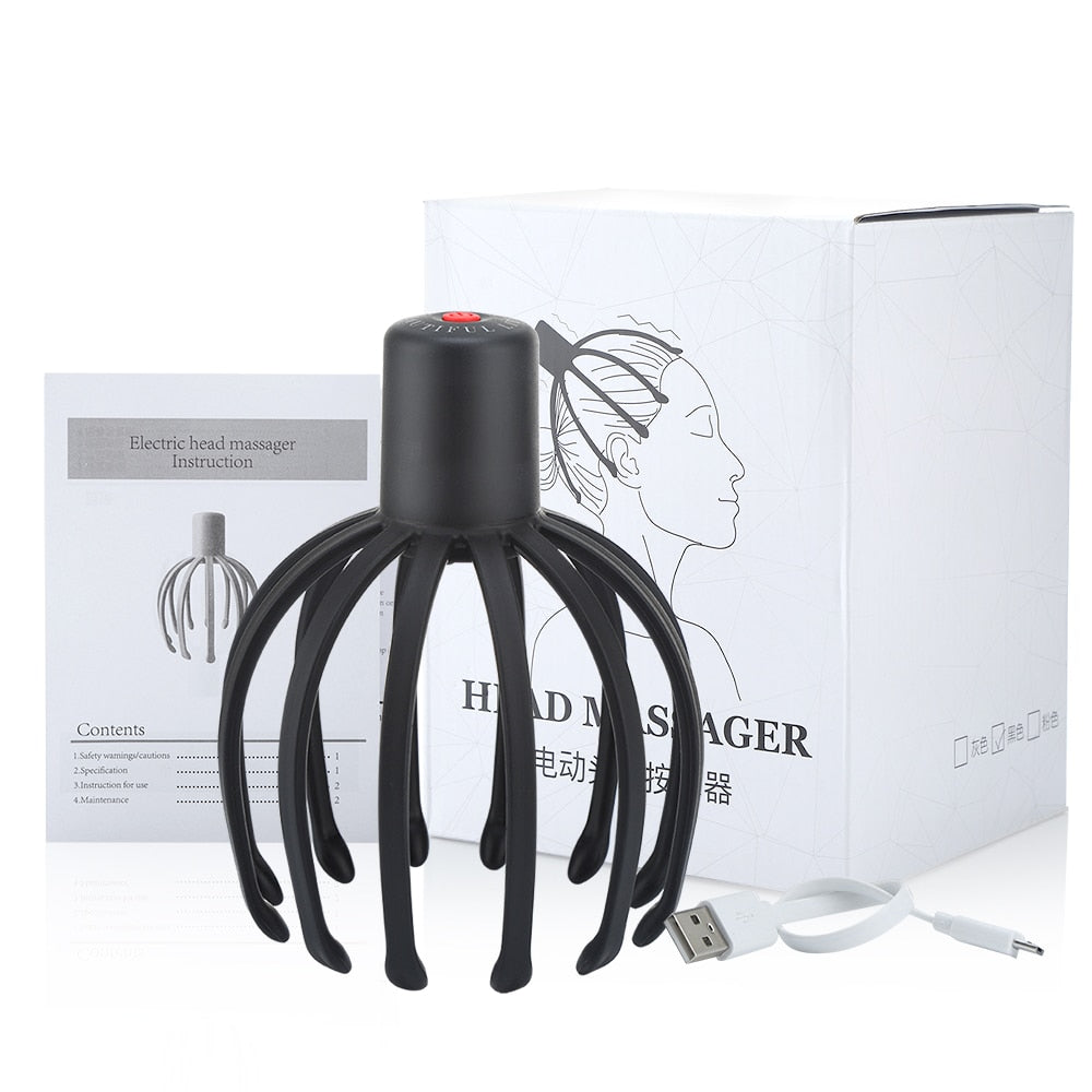 Electric Octopus Claw Scalp Massager Stress Relief Head Scratcher Stress Relief and Hair Stimulation Hands-Free USB
