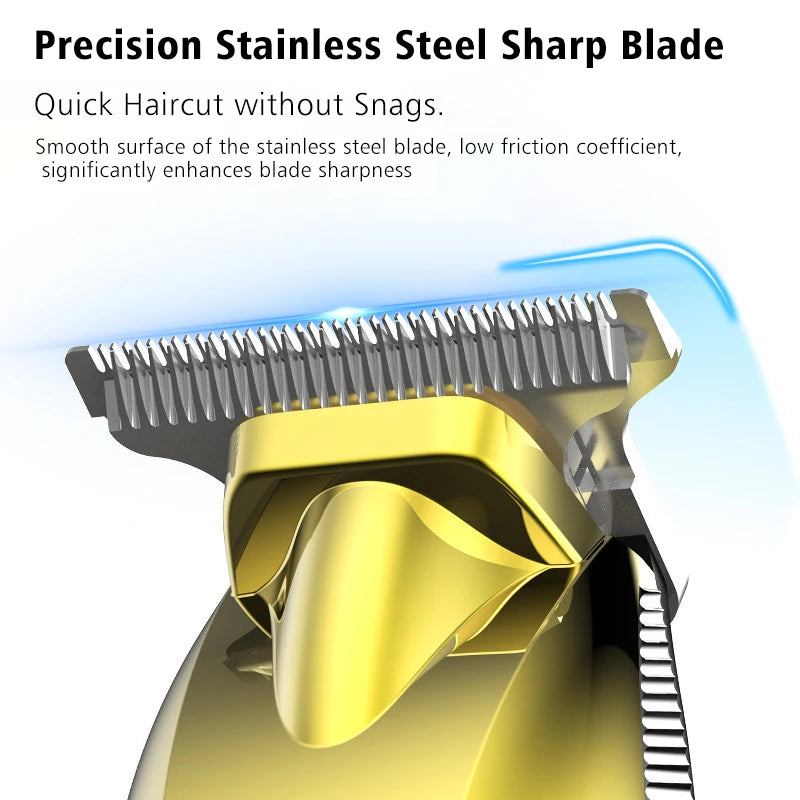 Professional Cordless Hair Clippers for Men Zero Gapped T-Blade Trimmer with LCD Display  Rechargeable Electric Beard Trimmer