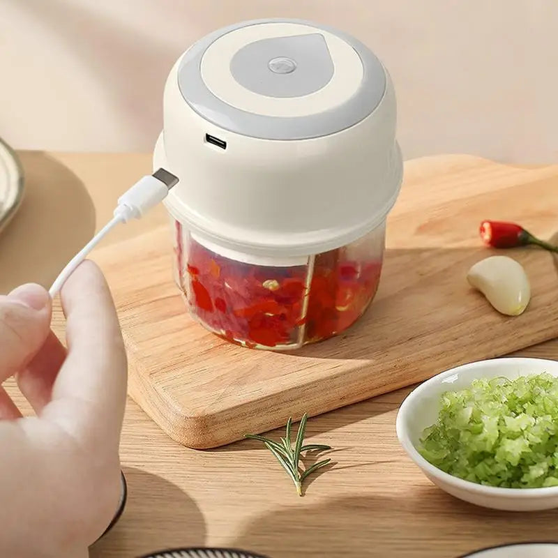 Mini Garlic Chopper Wireless Onion Food Prep Machine 250ml Rechargeable Mini Veggie Chopper Electric Vegetable Cutter For Garlic