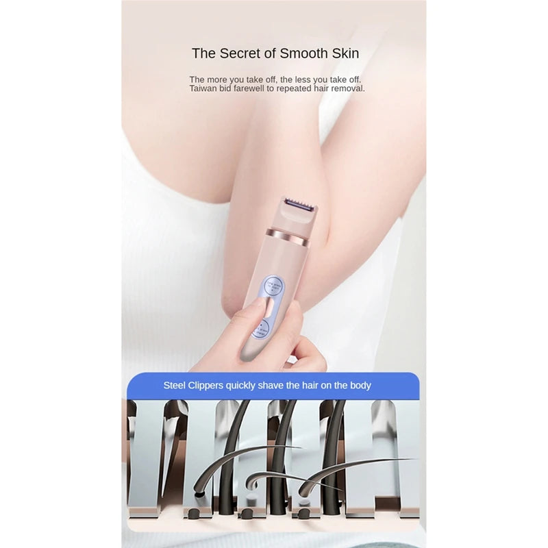 Bikini Trimmer For Women Painless Ladies Hair Removal 2 In 1 Wet & Dry Lady Shaver