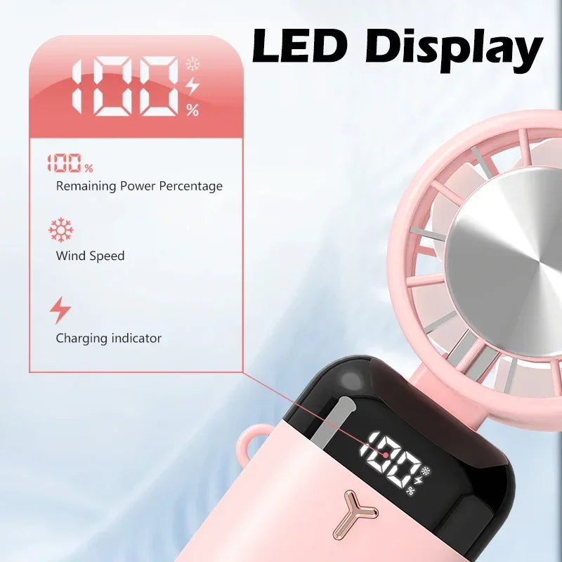 3600mAh Mini Handheld Fan Portable Semiconductor Refrigeration Cooling Desktop Fan Folding Hanging Neck Air Cooler Outdoor