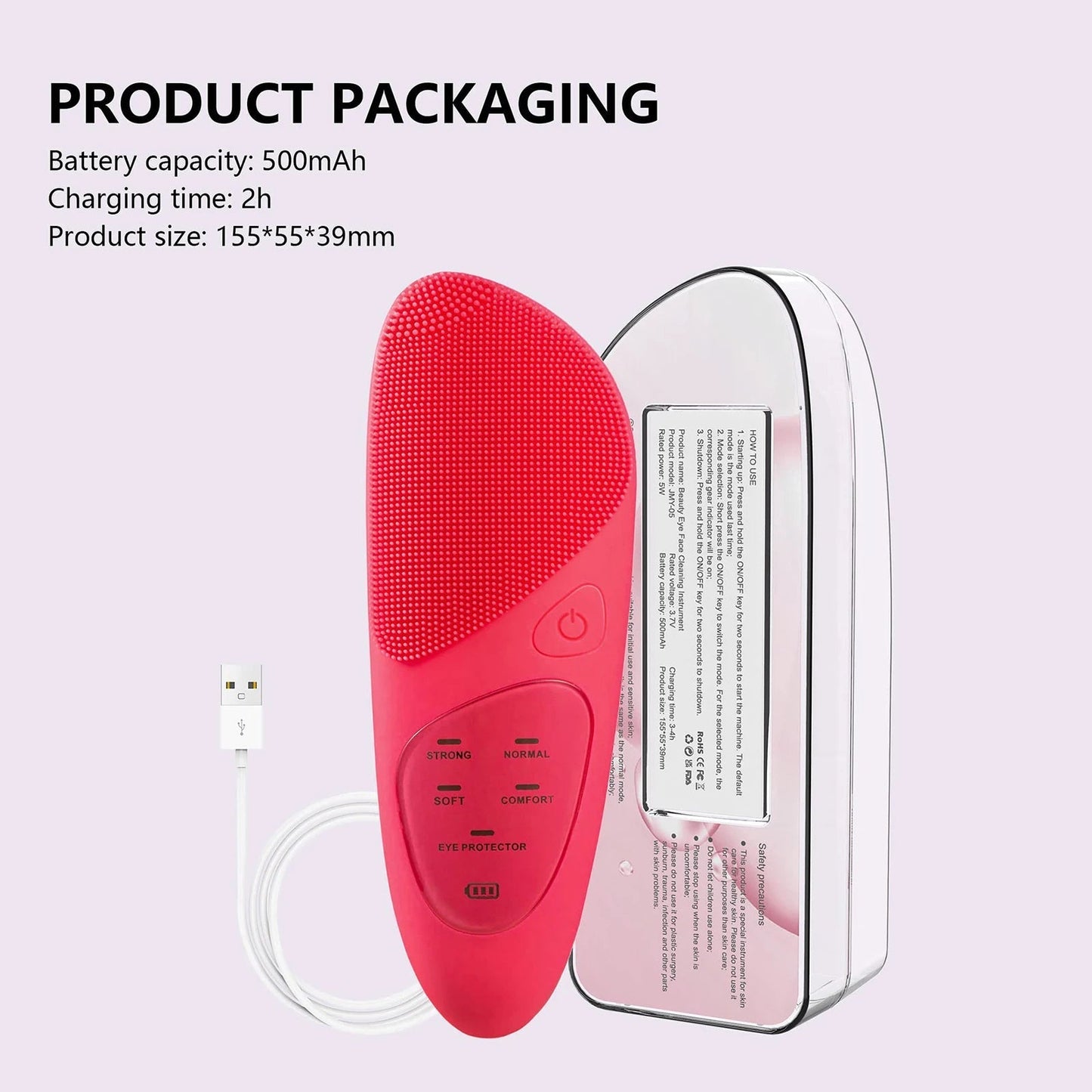 True Zoned Silicond Face Cleansing Exfoliating Massage Brushes Cleaner Device Sonic Facial Scrubber Exfoliator Eye Protector