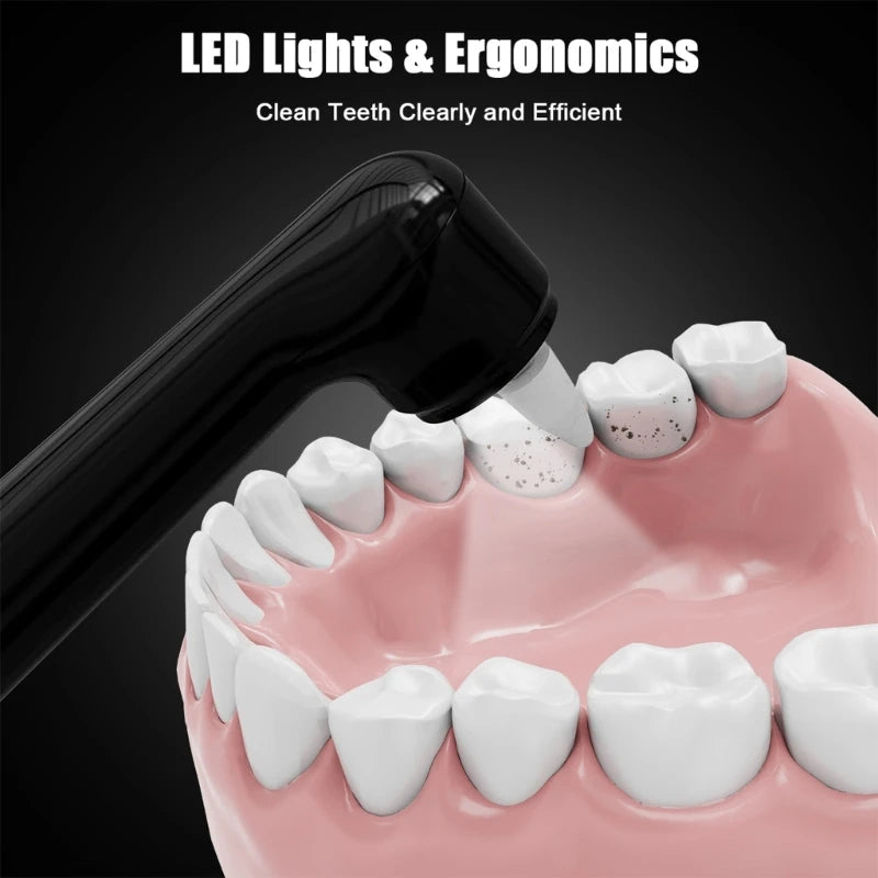 USB Rechargeable Electric Dental Tartar Remover Tooth Polisher with 5 Replaceable Heads Whitening Plaque Cleaning