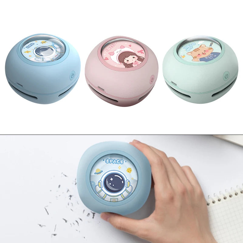 Mini Desktop Vacuum Cleaner Portable Student Use Eraser Paper Pencil Shavings Keyboard Grey Electric Power Vacuum