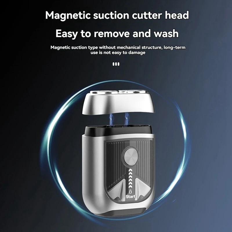 Electric Shaver Rechargeable Aluminum Alloy Magnetic Double Head Shaver IPX7 Waterproof Portable Men Beard Trimmer
