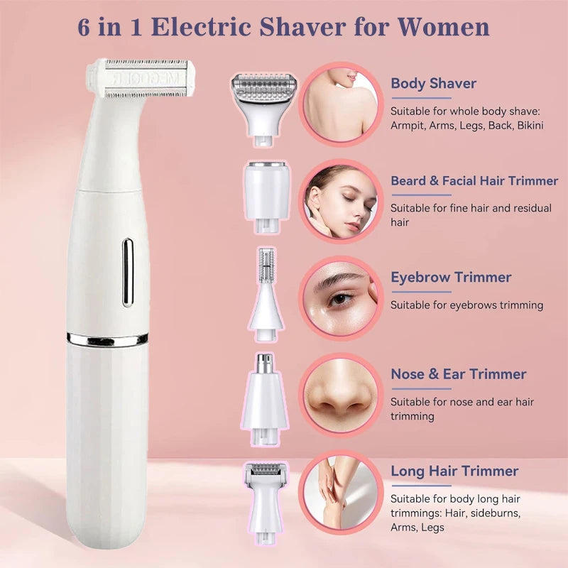 Electric Razor for Women Removal for Body Nose Hair Trimmer Face Shavers Eyebrow Leg Armpit Bikini Area Pubic Underarms Razors