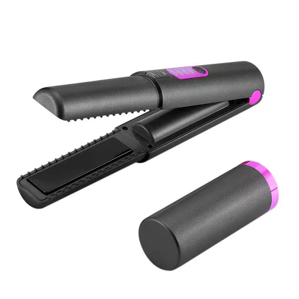 Flat Iron Mini 2 IN 1 Wireless Hair Straightener with USB Charging Roller 4800mah Portable Cordless Curler Dry and Wet Uses