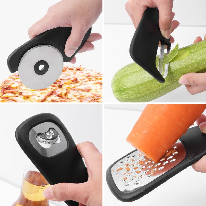 6 PCS Kitchen Gadgets Set Space Saving Small Cooking Accessories Camping Trailer Essentials Utensils Pizza Cutter Fruit Peeler