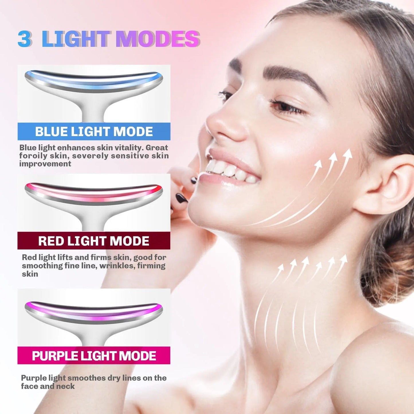 Neck Facial Lifting Device EMS Microcurrent LED Photon Vibration Face Massager Anti Wrinkles Tightening Skin Care Tools