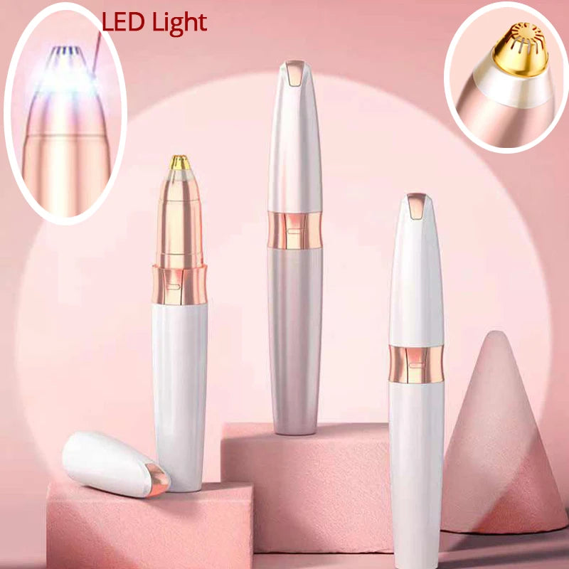 Electric Eyebrow Trimmer USB Charging Hair Removal Razor Portable Facial Hair Shaver with LED Light for Women Eyebrow Repairing