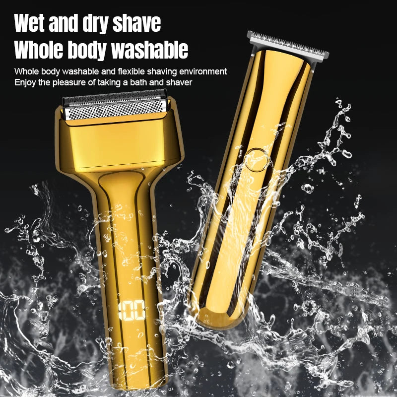 Hair Trimming Set Metal Body USB Charging Hair Clipper Deep Cleaning Intelligent Digital Display Shaver