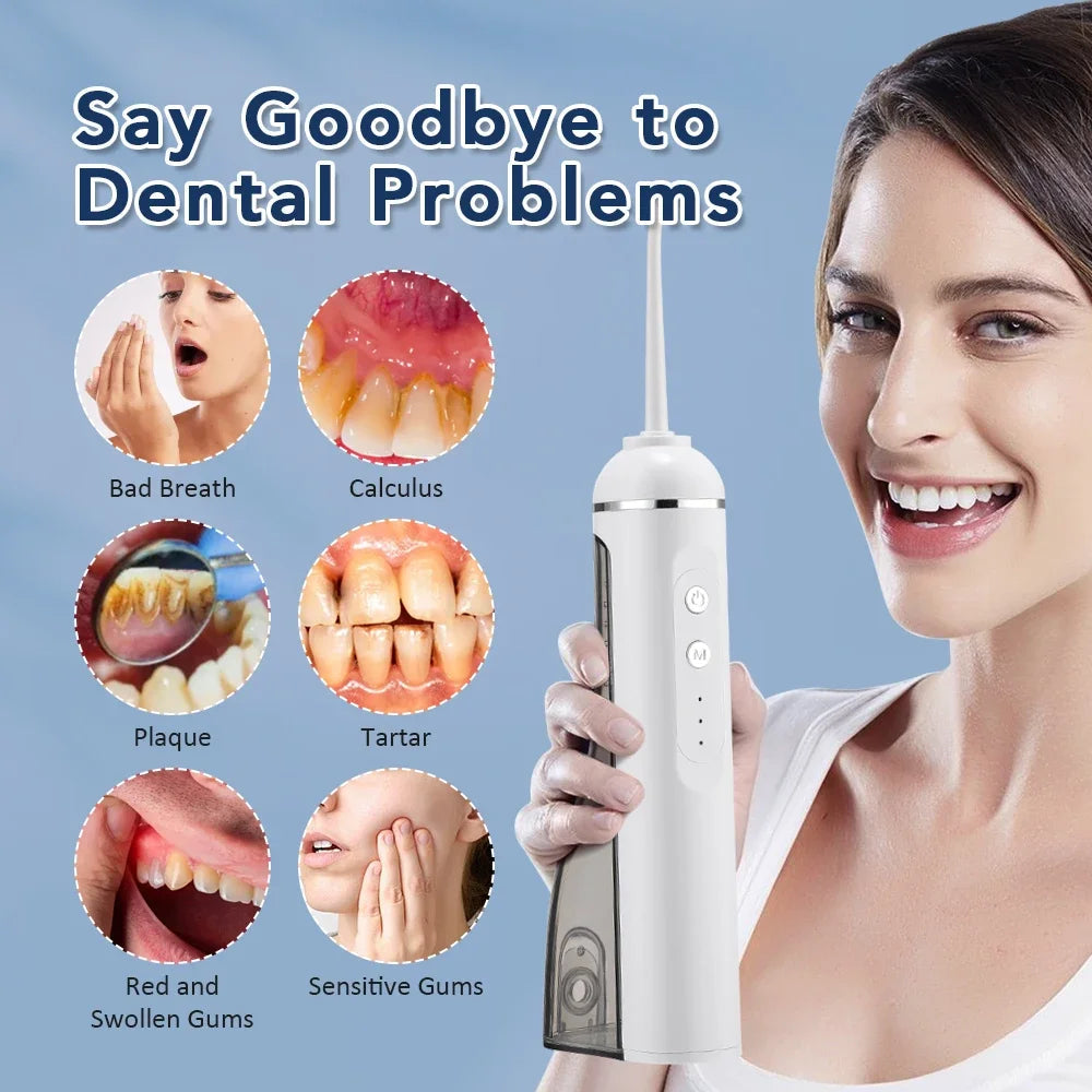 Dental Oral Irrigator Water Flosser Thread Teeth Pick Mouth Washing Machine Electric Toothbrush 3 in1 Type-C Charging 200ml Tank