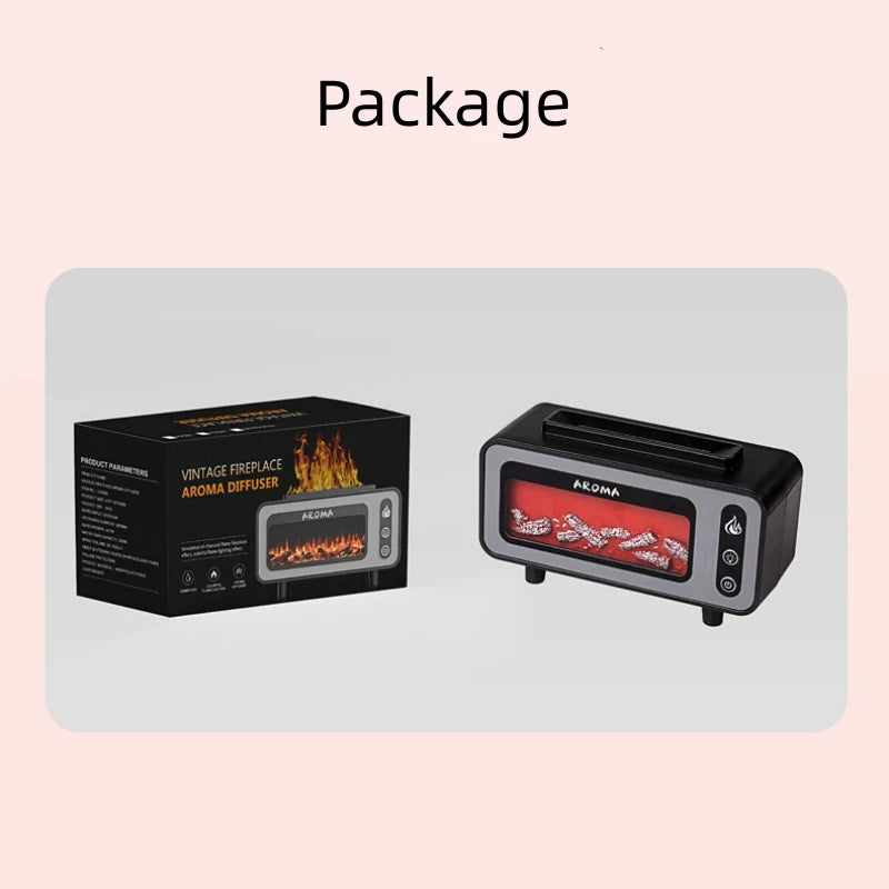 Fireplace Diffuser 7 Colors LED Ultrasonic Aroma Essential Oil 3D Simulated RGB Fire Flame Air Humidifier for Home Office Use