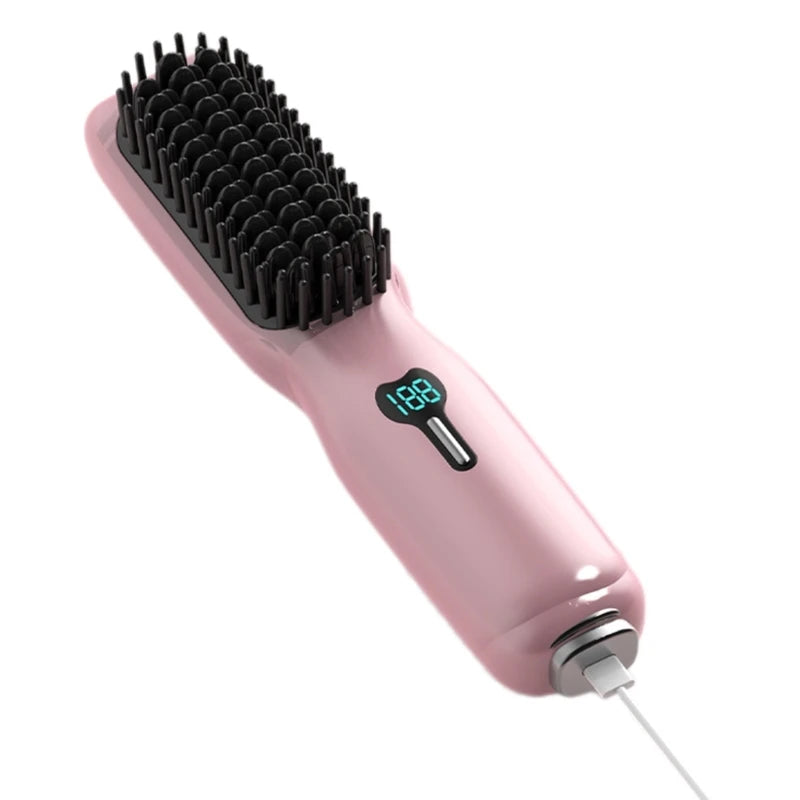 Cordless Hair Straightener Brush Hair Straightener Comb Mini Portable Straightening Comb for Travel/Home/Outdoor