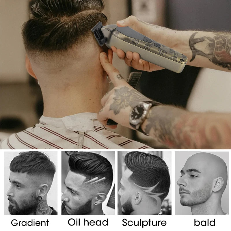 2 in 1 All-metal Electric Hair Clippers Set High-power Hair Trimmer for Men Barber Hair Cutting Machine Tools