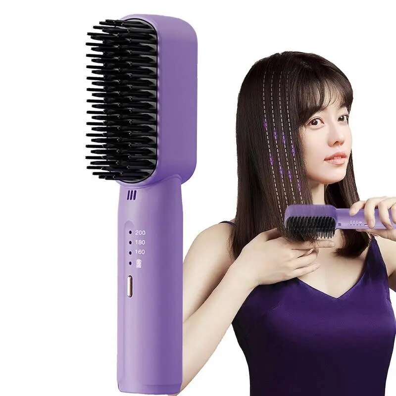 Rechargeable Hair Straightener Fast Electric Straightening Hot Brush Long Lasting Mini Battery Operated Travel Size Hair Straightener