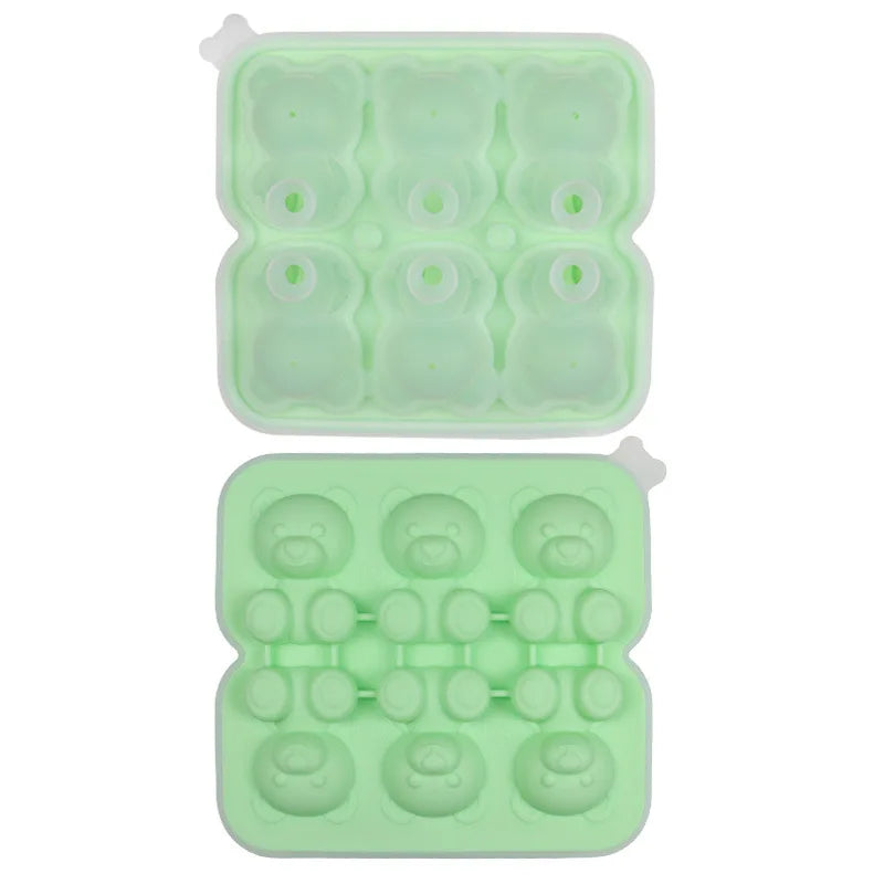 6 Grid Cute Teddy Bear Ice Cube Making Mold Splash-proof and Easy To Fall Off Cute Bear Ice Cube Tray