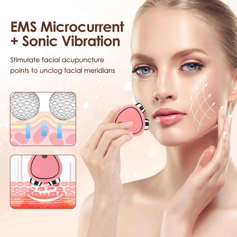 EMS Micro Current Beauty Instrument Mini Portable Face Slimming Sonic Vibration Massager Lifting Firming Skin Diminish Fine Line