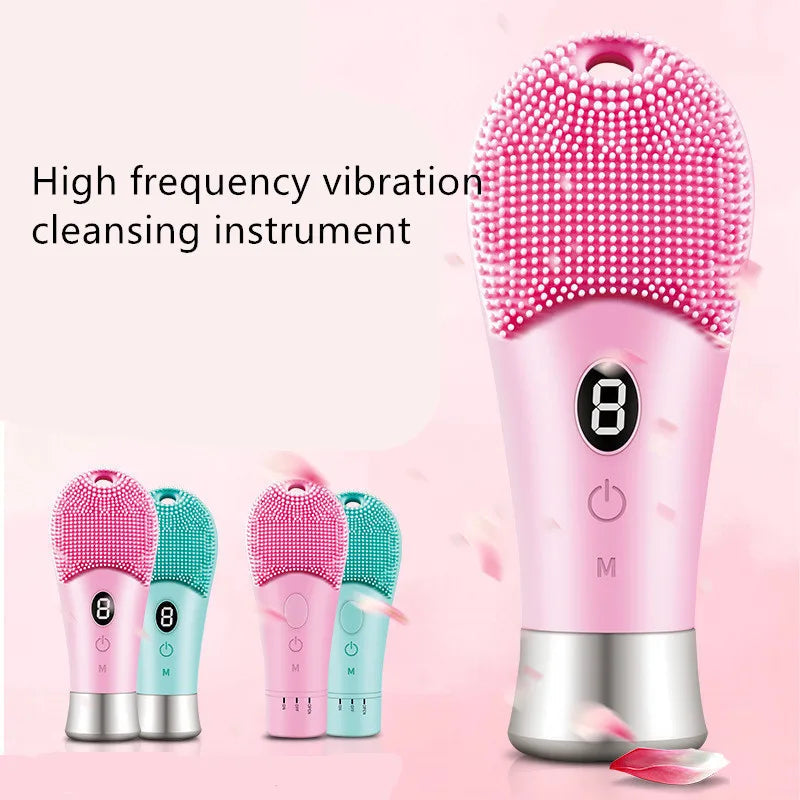 Electric Silicond Face Cleansing Brush Ultrasonic Facial Deep Pore Cleaning Skin Massager Washable Machine