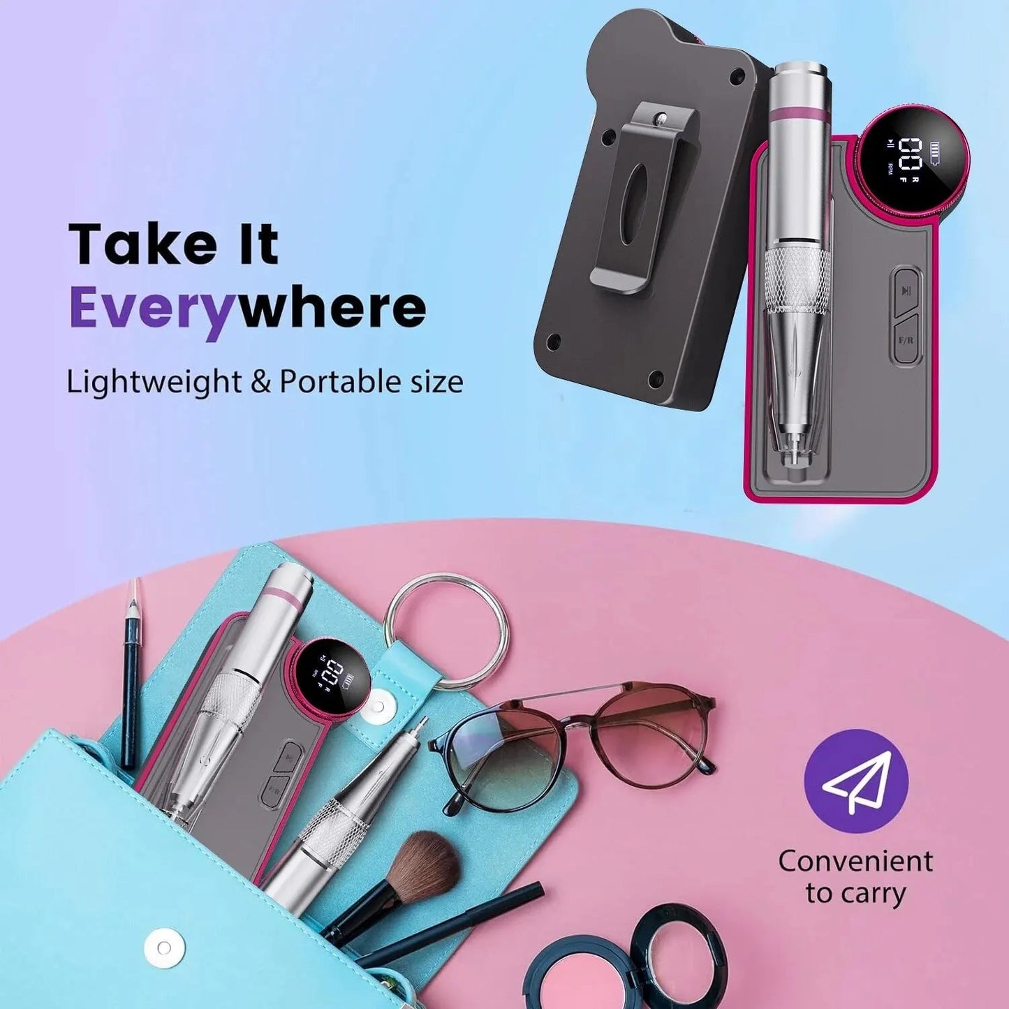 35000RPM Nail Drill Machine Electric Nail Sander Rechargeable Manicure Machine Professional Milling Cutter For Gel Polishing