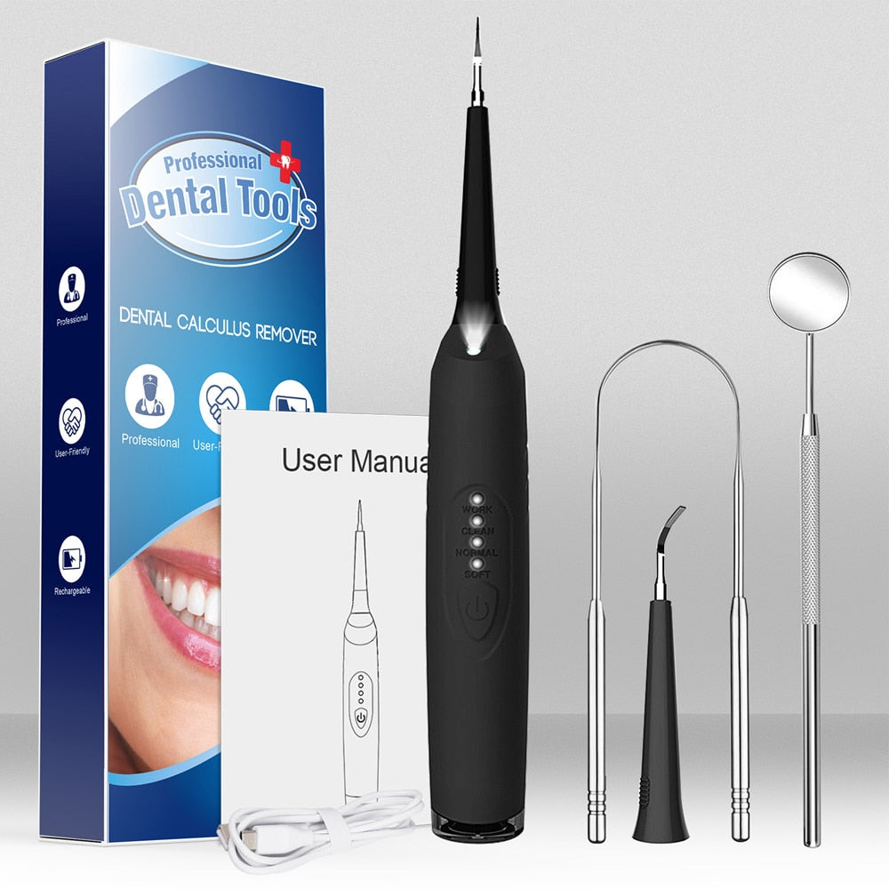 Electric Tooth Cleaner Sonic Dental Scaler LED Light Teeth Whitening Kit For Teeth Tartar Calculus Stains Remover Teeth Cleaning