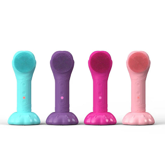Ultrasonic Silicond Facial Cleansing Brush Waterproof Electric Skin Massager Device For Deep Cleaning