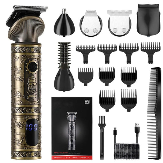 6 In 1 Hair Clipper Sets Fast USB Charging Electric Shaver Washable Blade Professional LCD Display Body Trimmer Home Use Travel