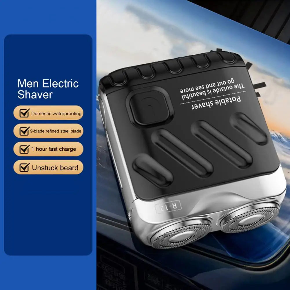 Men Electric Shaver IPX7 Waterproof Type-C Rechargeable Mini Travel Rotary Razor Portable Hair Beard Trimmer Remover Tool