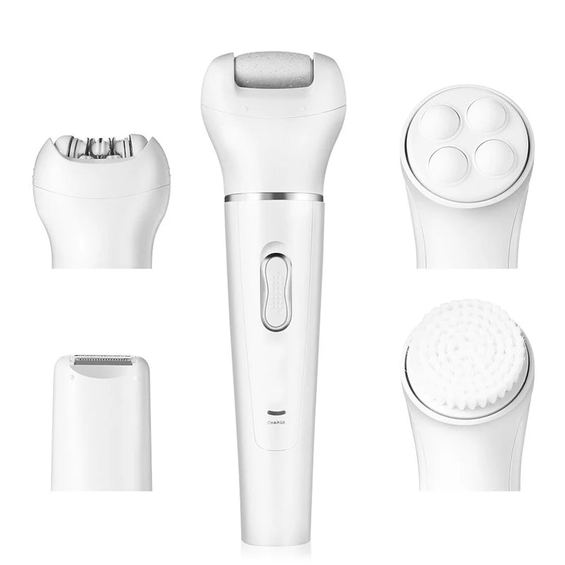 5-In-1 Female Hair Remover Electric Shaver For Women'S Stratum Corneum Remover Facial Scrub Massager