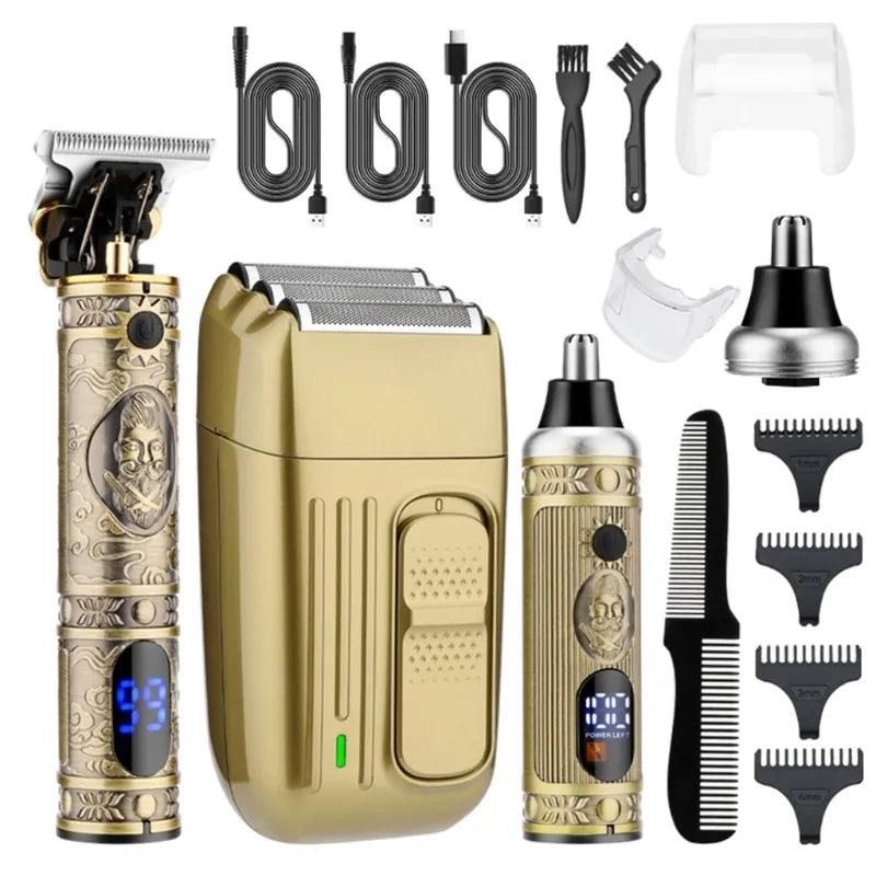 Electric Razors Rechargeable Cordless Shavers Nose Hair Trimmer Professional Hair Clippers Men Hair Cutting Grooming Kit
