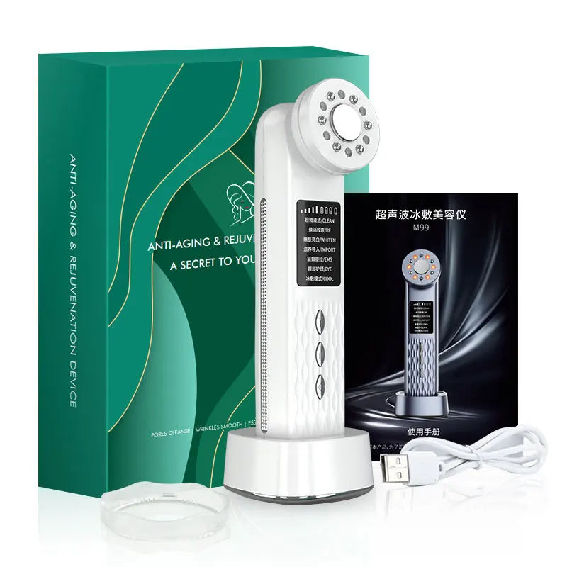 Face Vibration Massage Beauty Instrument Hot and Cold Essence Introduction Instrument Micro-current Skin Rejuvenation Instrument