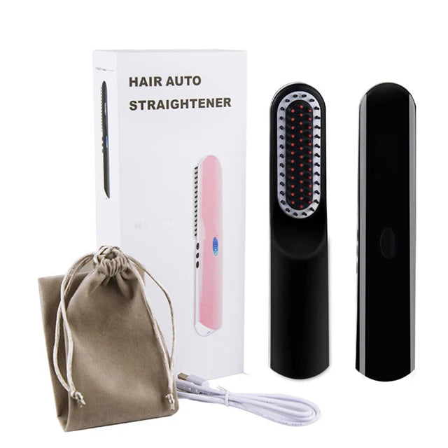 Multifunctional Mini Hair Comb Wireless  for Men & Women Fast Heated Brush Hot Electric Comb Beard Straightener Hair Curler