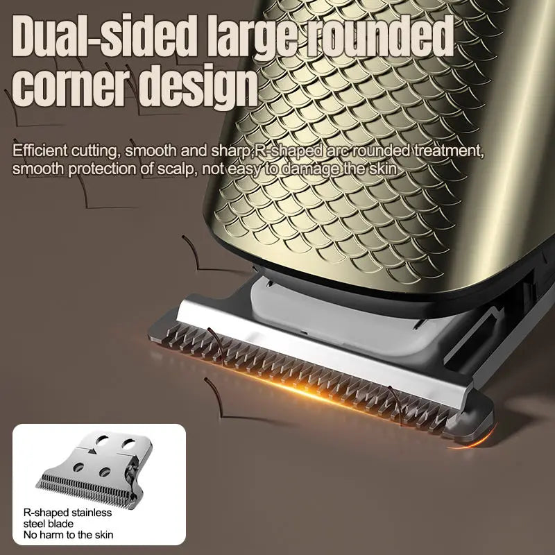 Metal Vintage Rechargeable T9 Professional Hair Trimmer LCD 6 in 1 Grooming Set Electric Razor Body Nose